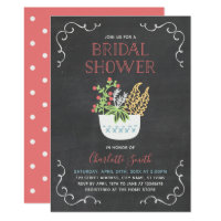 Flower Pot Chalkboard Bridal Shower Invitation