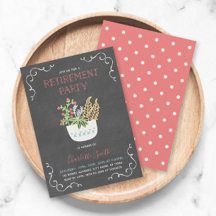 Flower Pot Chalkboard Retirement Party Invitation