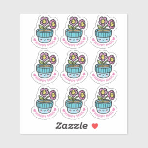 Flower Pot Happy Mail Custom-Cut Vinyl Sticker