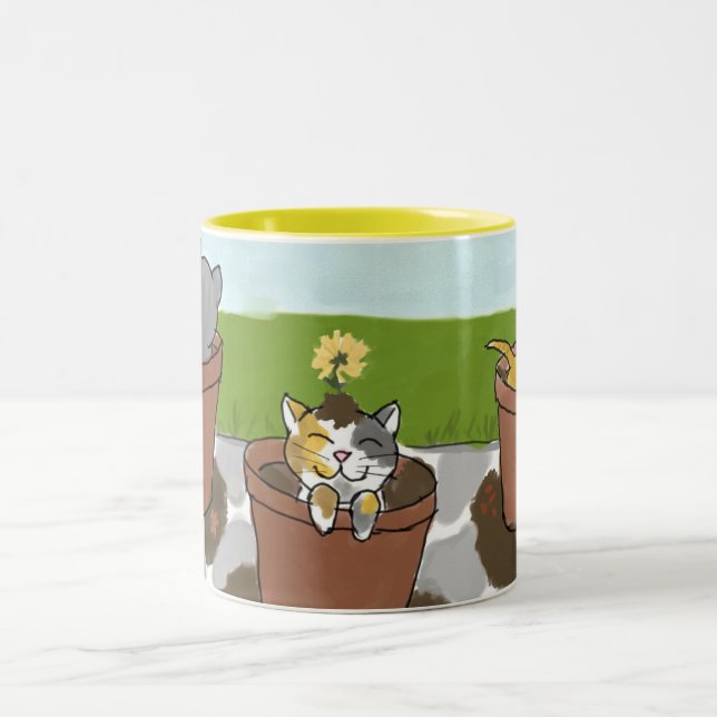 Flower Pot Kittens Mug (Center)