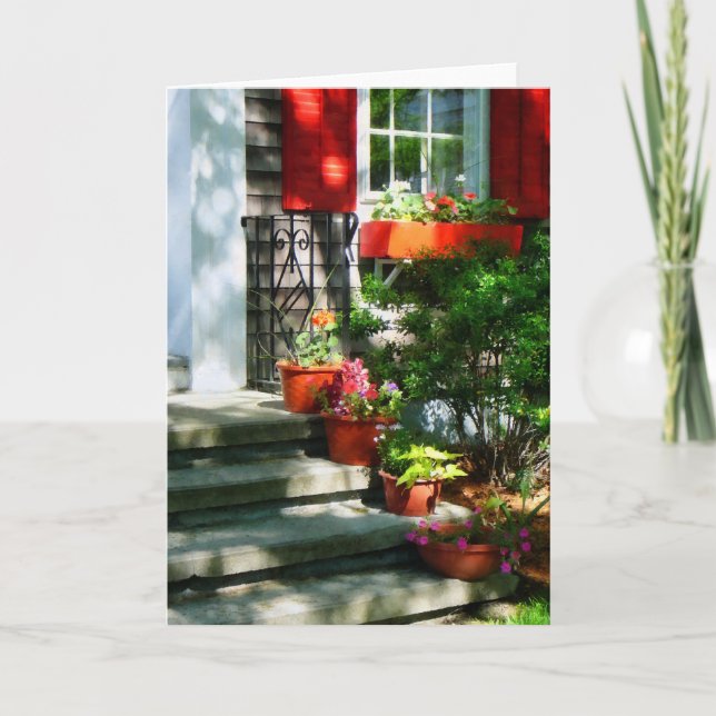 Flower Pots and Red Shutters Card (Front)