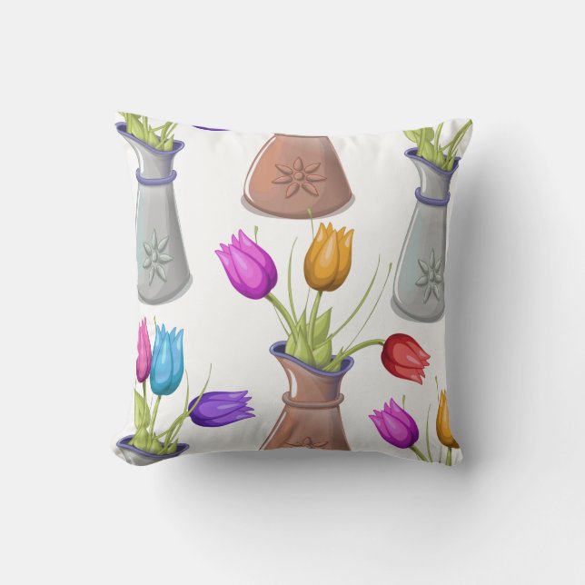 Flower Pots Pattern Throw Pillow (Front)