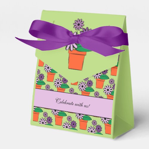 Flower Pots Purple Daisies Party Favor Boxes