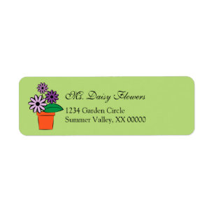 Flower Pots Purple Daisies Personalized Label