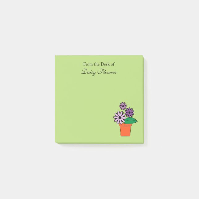 Flower Pots Purple Daisies Personalized Post-it Notes (Front)