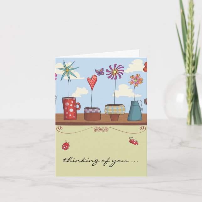 Flower Pots Thinking of You Notecard (Front)