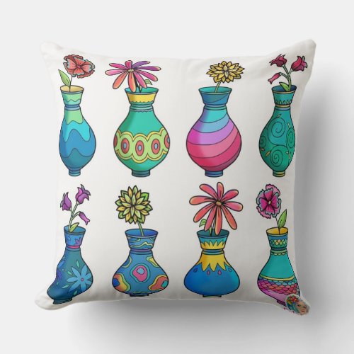 Flower pots Throw Pillow