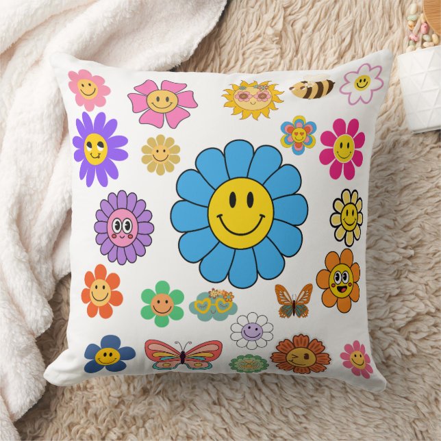 Flower Power 20x20 Throw Pillow (Blanket)