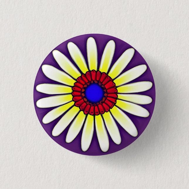 Flower Power 3 Cm Round Badge Button (Front)