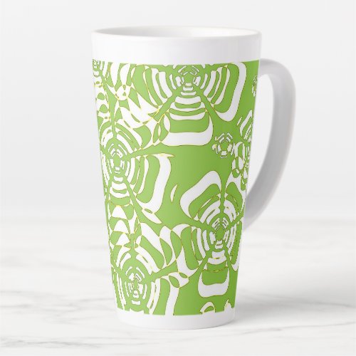 Flower Power 3 Green White Yellow Black Latte Mug