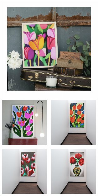 FLOWER POWER 60S AND70S RETRO PAINTINGS