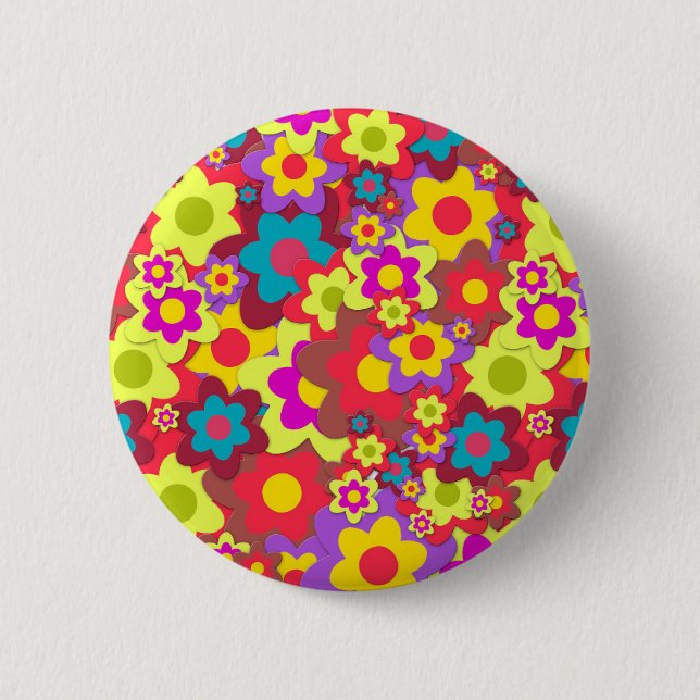 Flower Power 60s hippy Button (Front)