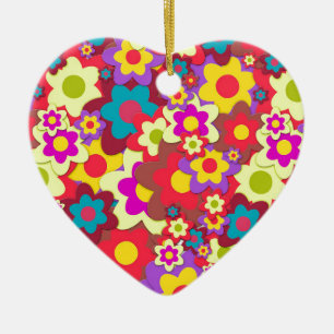 Flower Power 60s hippy Ceramic Ornament