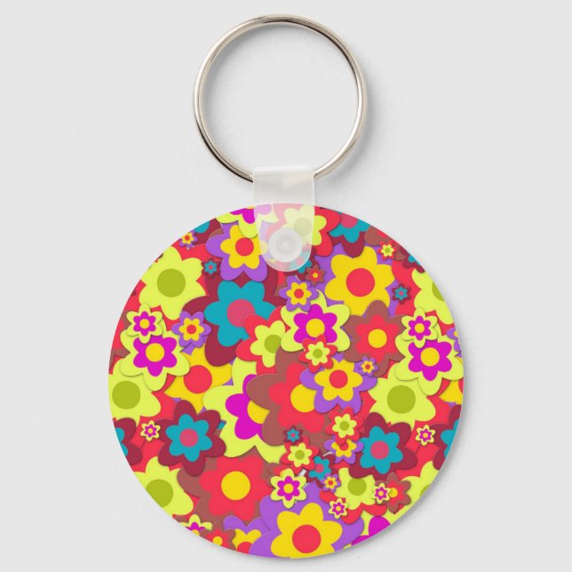 Flower Power 60s hippy Keychain (Front)
