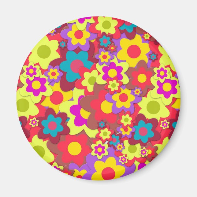 Flower Power 60s hippy Magnet (Front)