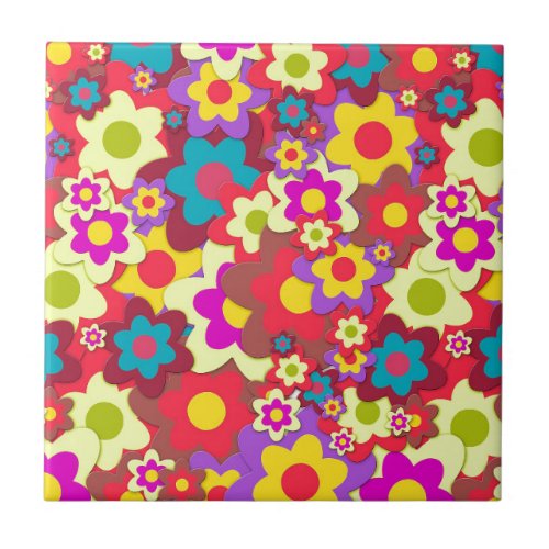 Flower Power 60s hippy Tile