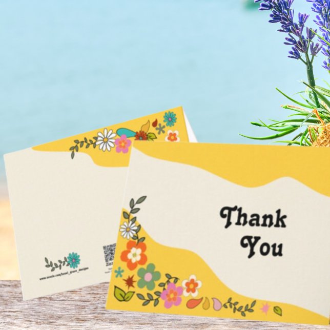 Flower Power 70's Botanical Thank You Card (Creator Uploaded)