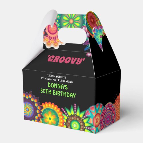 Flower Power 70s Colorful Birthday Party  Favor Boxes