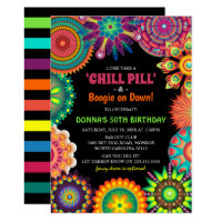 Flower Power 70's Colorful Birthday Party Invitation