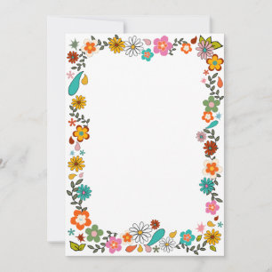 Flower Power 70's inspired border Invitation