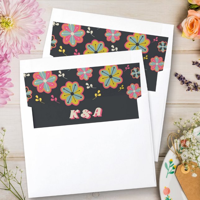 Flower Power 70's Retro Groovy Wedding Envelope Liner (Creator Uploaded)