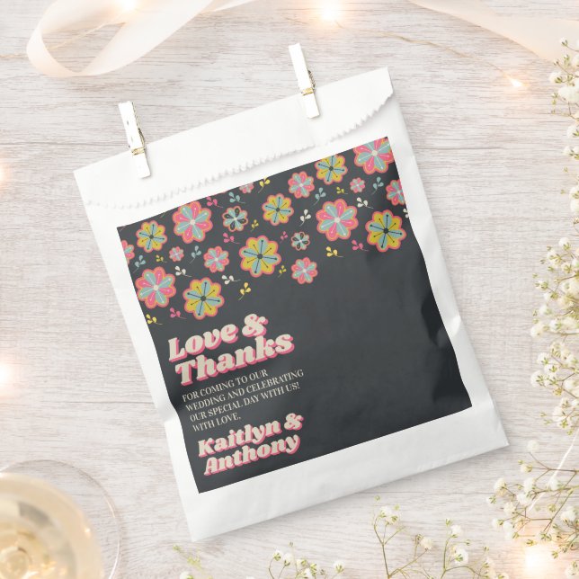 Flower Power 70's Retro Groovy Wedding Favor Bag (Clipped)