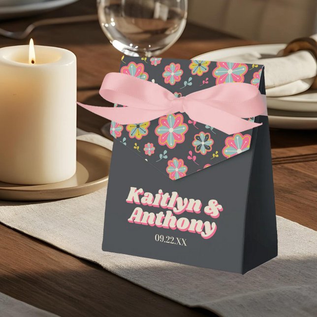 Flower Power 70's Retro Groovy Wedding Favor Boxes (Creator Uploaded)