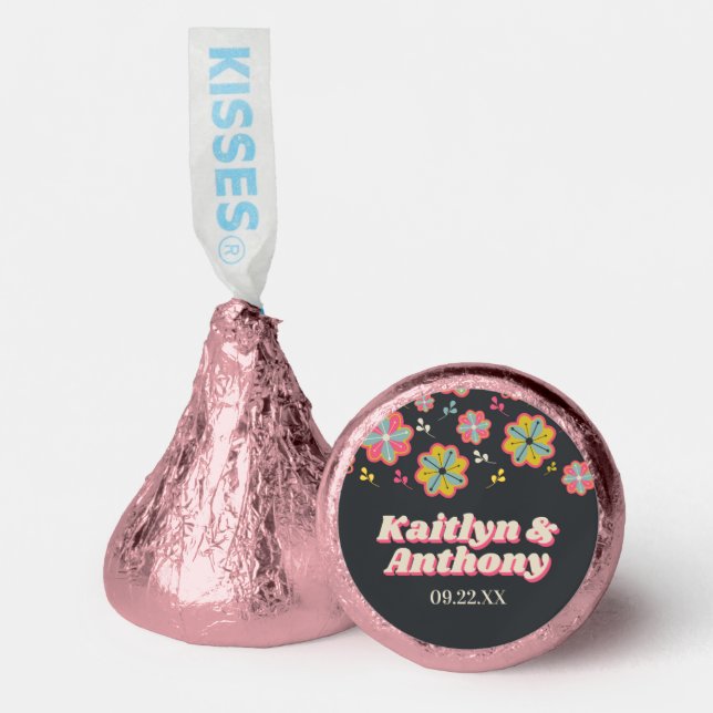 Flower Power 70's Retro Groovy Wedding Hershey®'s Kisses® (Front)