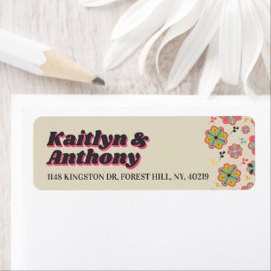 Flower Power 70's Retro Groovy Wedding Label