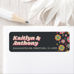 Flower Power 70's Retro Groovy Wedding Label