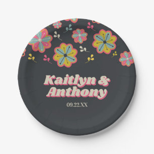 Flower Power 70's Retro Groovy Wedding Paper Plates