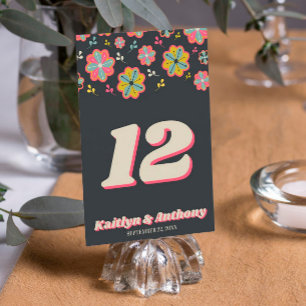 Flower Power 70's Retro Groovy Wedding Table No. Invitation