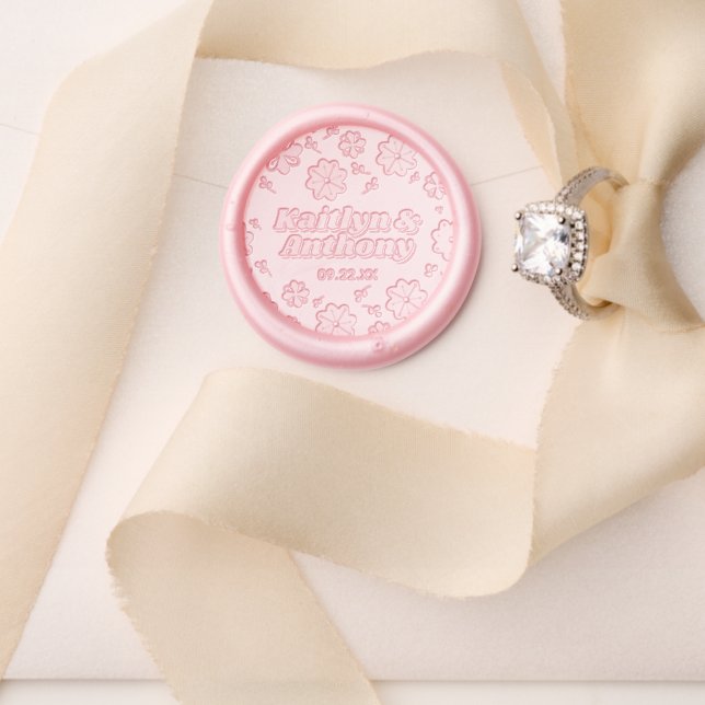 Flower Power 70's Retro Groovy Wedding Wax Seal Stamp (Insitu (Wedding))