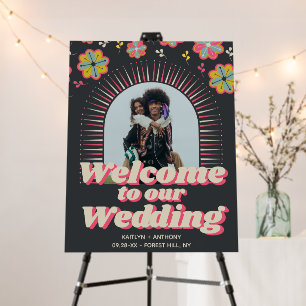 Flower Power 70's Retro Groovy Wedding Welcome Foam Board