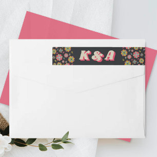 Flower Power 70's Retro Groovy Wedding Wrap Around Label