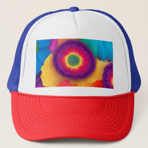 Flower Power A Vibrant and Colorful Floral Design Trucker Hat