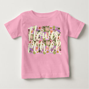 Flower power baby t-shirt top pink boho attitude