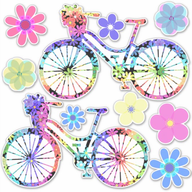 Flower Power Bicycles and Flowers Sticker (Front)