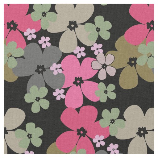 Flower Power Black Fabric