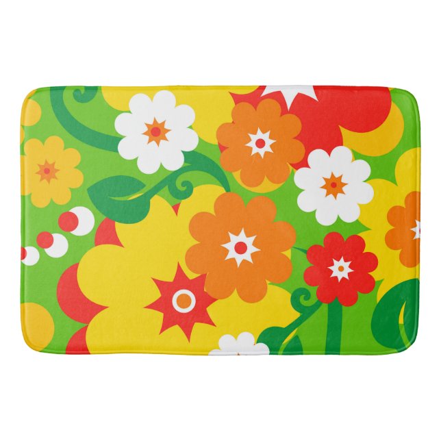 Flower Power blooms wallpaper + your ideas Bathroom Mat (Front)