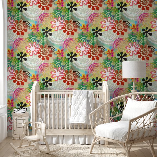 Flower Power Blossoms seamless pattern 20 Wallpaper (Kids)