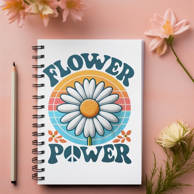 Flower Power blue customizable name  Notebook (Flower Power blue customizable name Notebook)