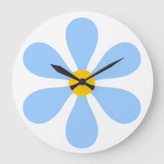 Flower Power - blue Large Clock