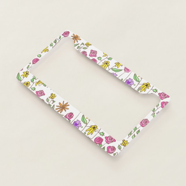 Flower Power Boho Colorful Hand-Illustrated License Plate Frame (3/4)