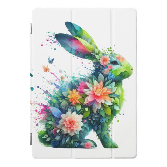 Flower Power Bunny Rabbit iPad Pro Cover (Front)