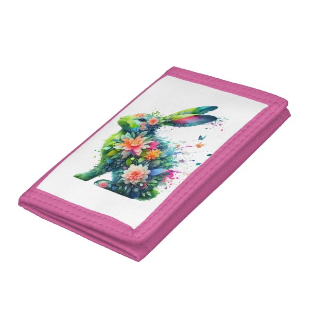 Flower Power Bunny Rabbit  Trifold Wallet (Bottom)