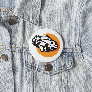 Flower Power Car Cute Hippie Style Button