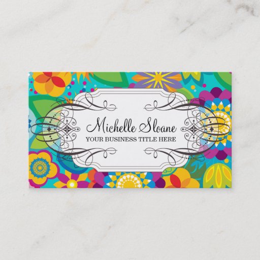 Customizable Flower Power Chic Business Card