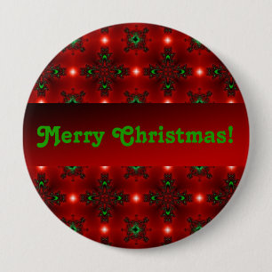 Flower Power, Christmas Magic in Red and Green Button