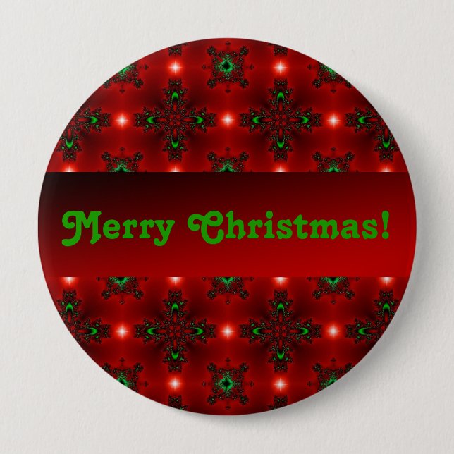 Flower Power, Christmas Magic in Red and Green Button (Front)